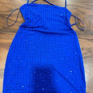 Blue Studded Mini Dress